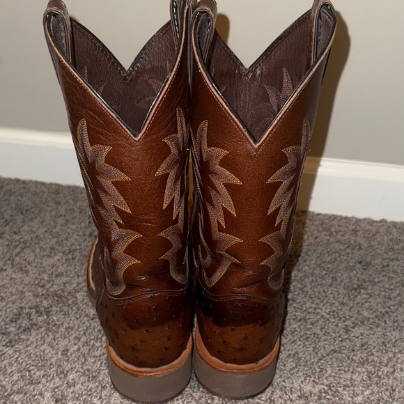 Men's Justin Tekno Crepe Brown Leather Cowboy Boots 9D - Picture 4 of 12
